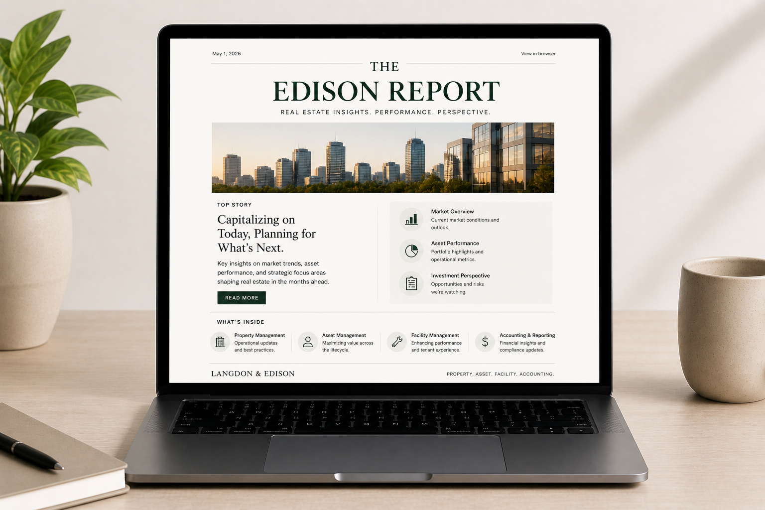The Edison Report on laptop